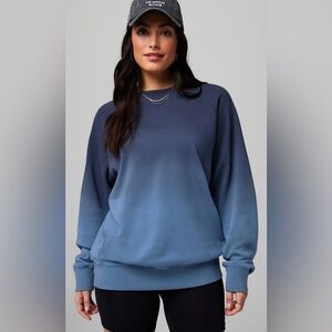 NWT Fabletics The Year Round Terry Crew Deep Navy Dip Dye Unisex Sweatshirt XXL